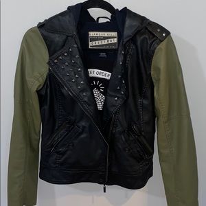 Color Block Feux Leather Jacket